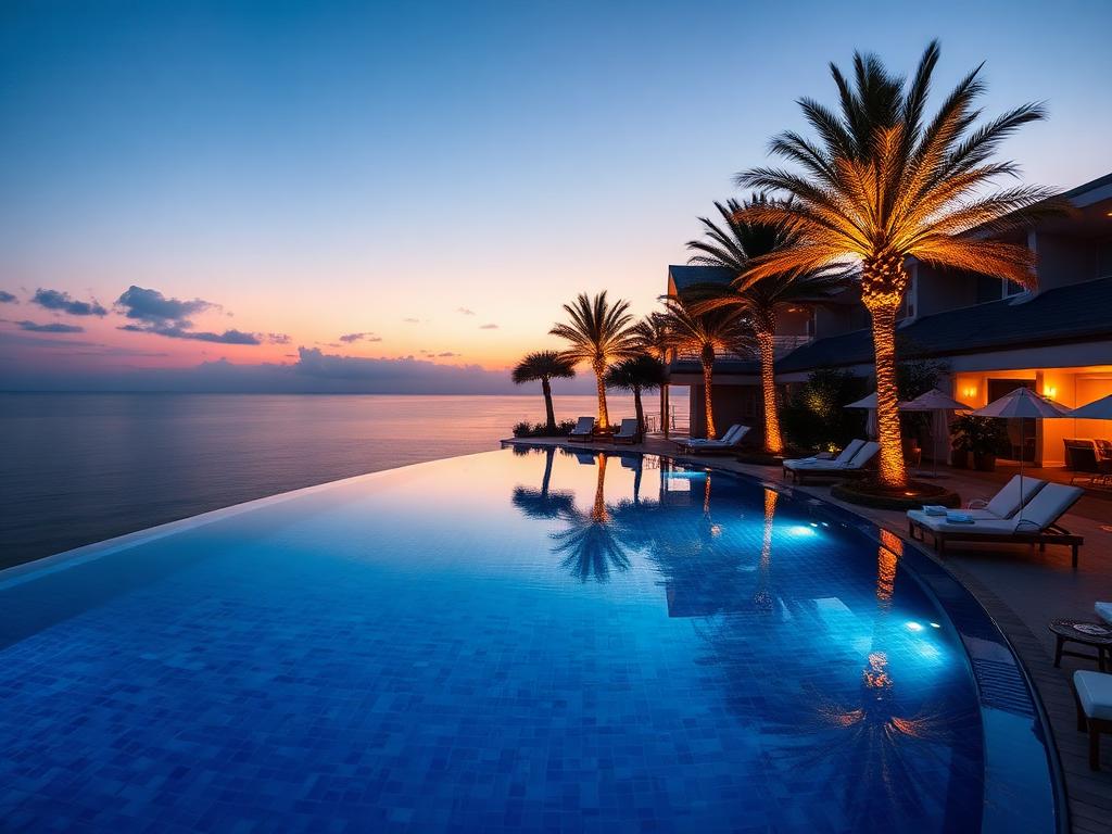 Infinity pool at dusk